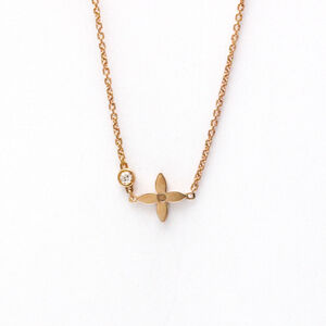 LOUIS VUITTON 18k Gold Diamond Monogram Necklace